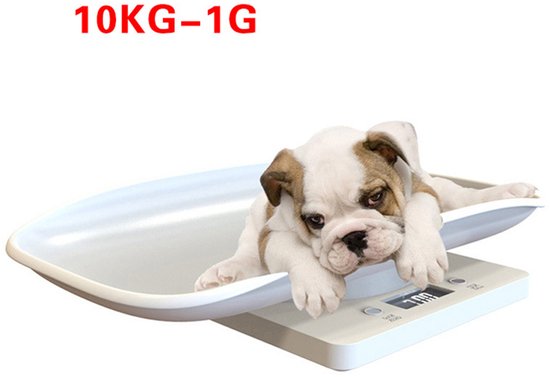 TuseRxln Digitale Huisdier Gewichtsschaal - Elektronische Weegschaal voor Huisdieren - Meet tot 10 kg - 1 Stuk - Voor Kleinvee en Huisdieren - wit