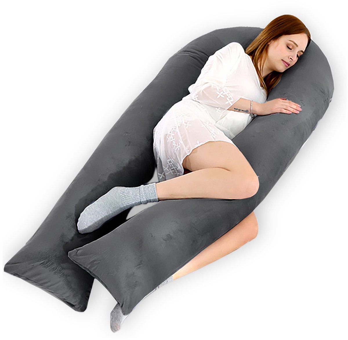 CALIYO Zwangerschapskussen XXL - 320cm - Afneembare Hoes - Zijslaapkussen / Body Pillow / Lichaamskussen / Voedingskussen