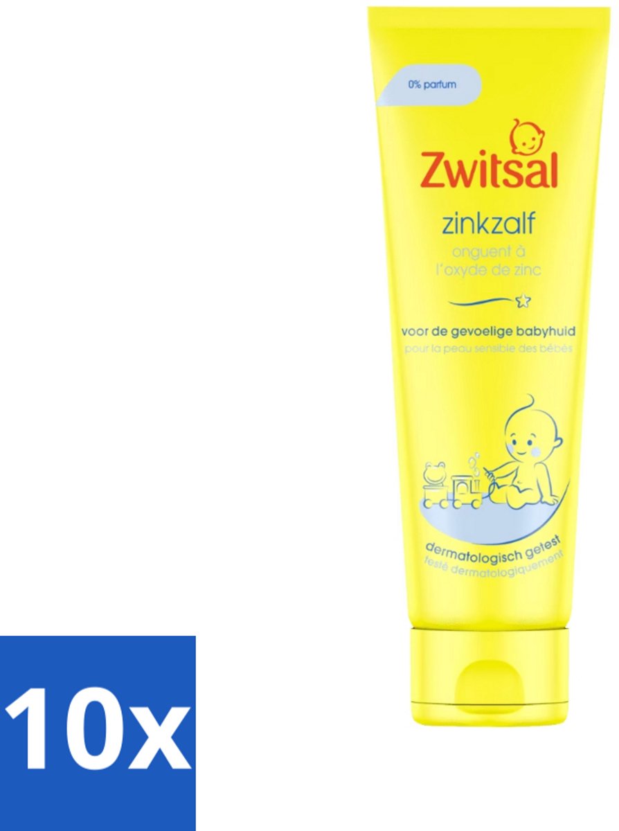 Image of 10 x Zwitsal Zinkzalf 100 ml - Natuurlijke Ingrediënten - Panthenol - Dermatologisch Getest
