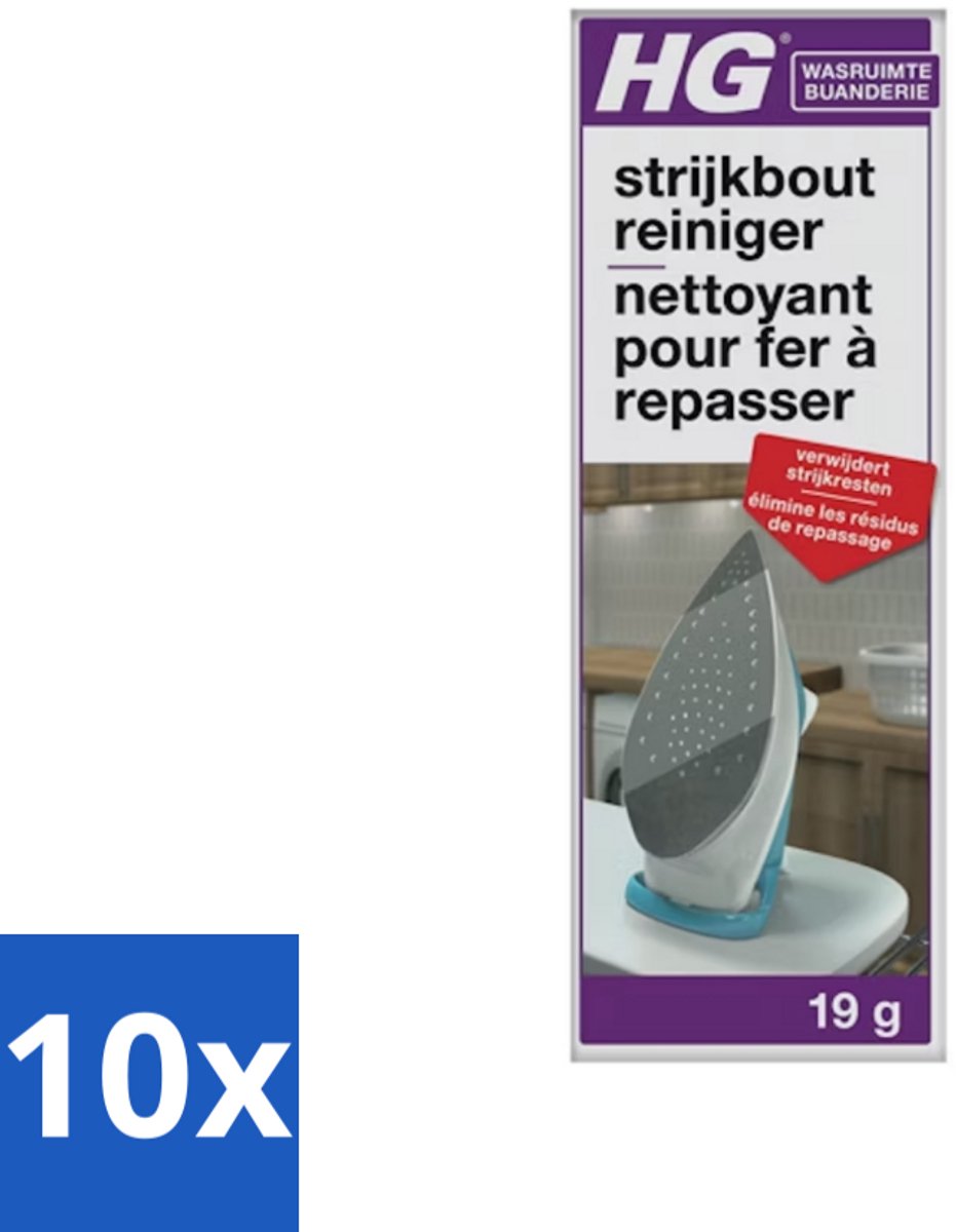 10 x HG Strijkbout Reiniger 50 gr - Strijkbout Reinigen - Strijkresten Verwijderen - Strijkbout Schoonmaken - Strijkbout Reinigen - Strijkbout Aanslag Verwijderen
