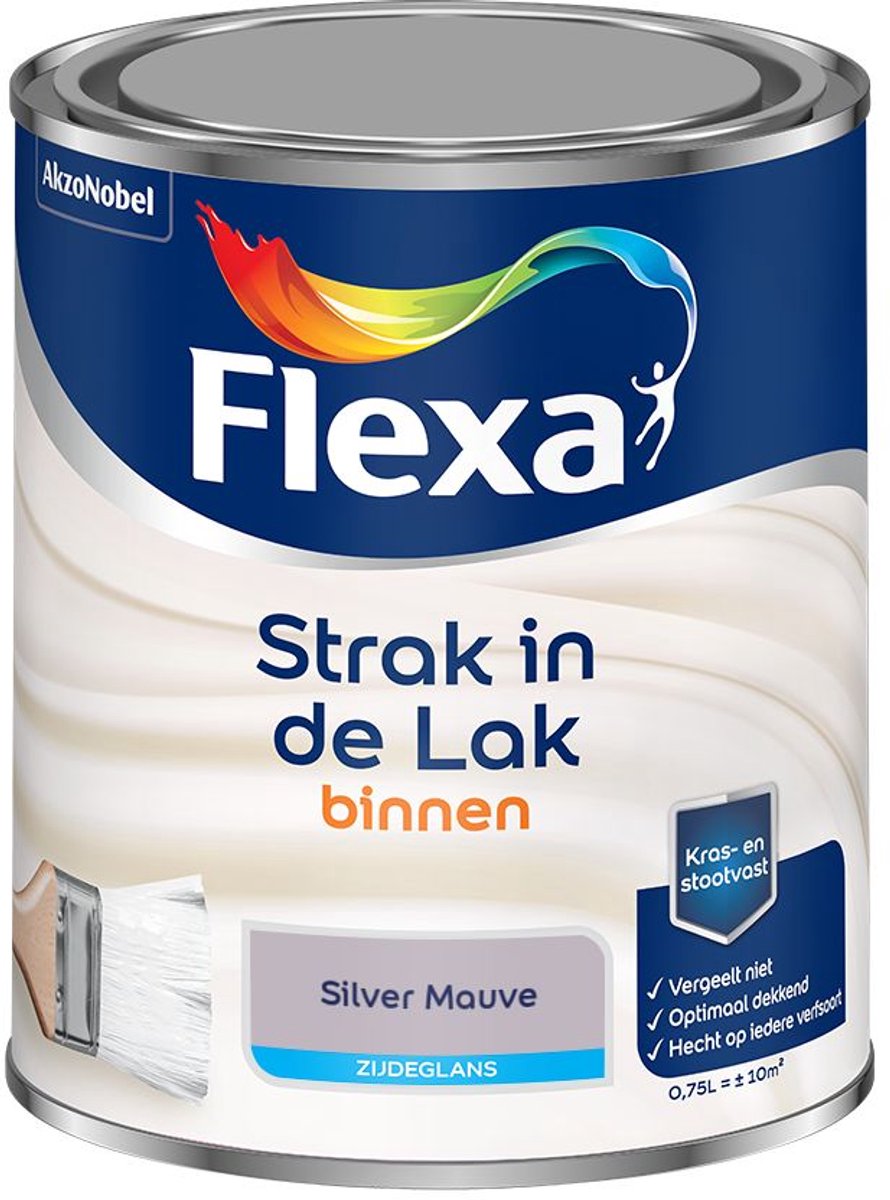Flexa - Strak in de Lak Binnenlak Zijdeglans - Silver Mauve - Mengverf - 0.75 L