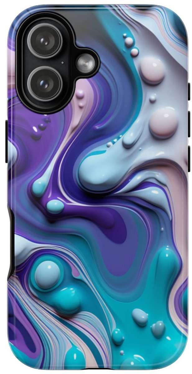 Paars-Blauw Abstract Vloeipatroon – Telefoonhoesje Geschikt voor iPhone 17