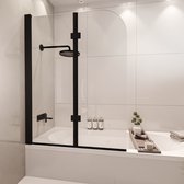 Lomazoo Badwand Caracas -100x140cm - Zwart - Nano Coating Anti-kalk - 2delig - Draaibaar-helder Glas