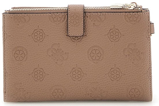 GUESS porte-monnaie Cresidia II SLG Double Zip Organizer Dark Taupe Logo