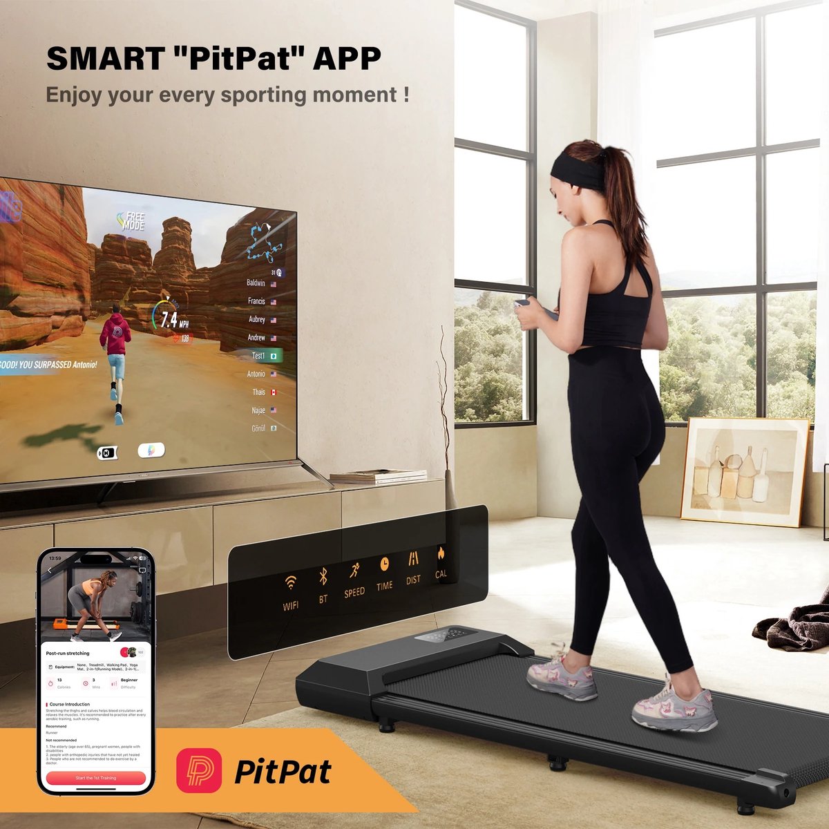 Afbeelding 3 van Ohana DT - Loopband Voor Thuis - 2.5PK - Antislip - Schokabsorptie - Met Afstandsbediening - 39x80 CM - Compact & Draagbaar