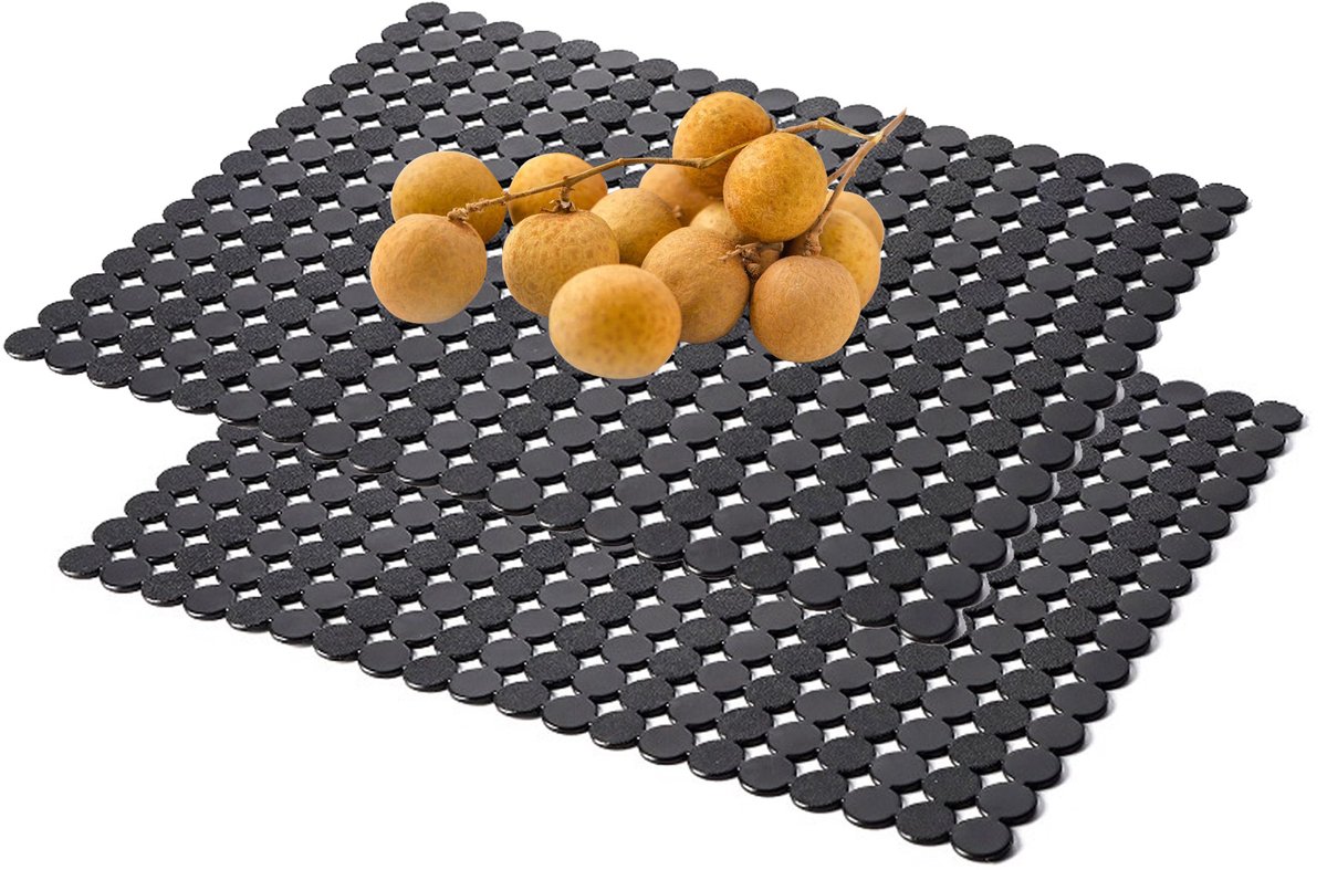 Peysaitr - Gootsteenmat - Gootsteen Beschermer - afdruipmat voor servies - Keuken Accessoires - PVC milieuvriendelijk - Zwart - 30x40 cm - 2 stuks