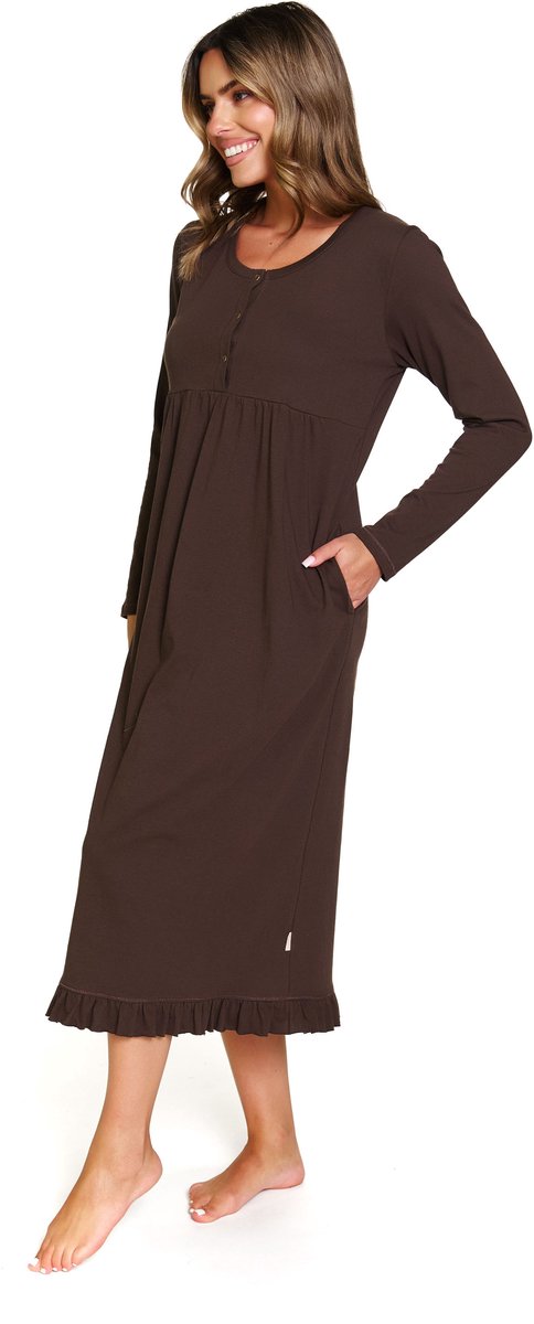 Doctor Nap Katoenen Nachthemd Borstvoeding Zwangerschap Brownie TM.7318 40 / Bruin
