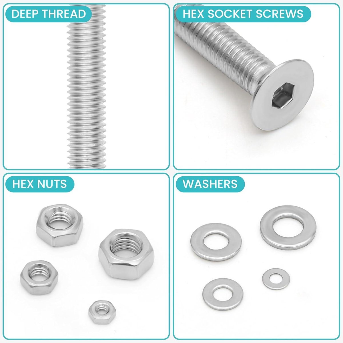 950 stuks M2 M3 M4 M5 schroevenset, roestvrij stalen schroeven 950 stuks M2 M3 M4 M5 schroevenset, roestvrij stalen schroeven