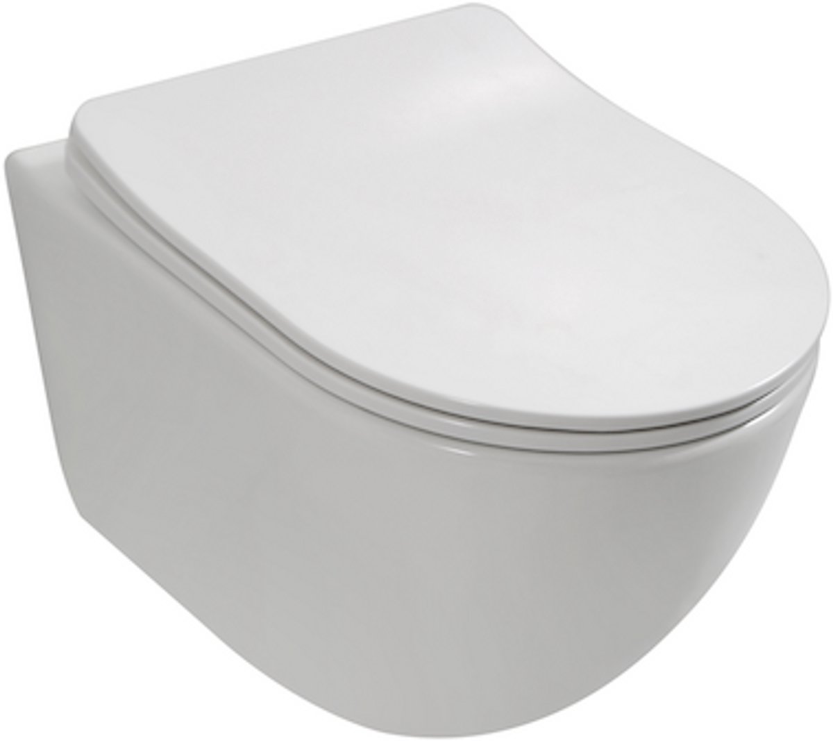 WOON-DISCOUNTER.NL - Ravius 48 - Glans wit - Toiletpot met zitting - Hangend - Soft close - 6012