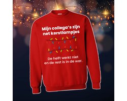 Foute Kersttrui Dames & Heren - Kersttrui met tekst Mijn collega's zijn net kerstlampjes | Kersttrui Maat S | Kersttrui Dames - Kersttrui Heren - Grappige Kersttrui met tekst | Namengigant | Incl. 2 jaar garantie
