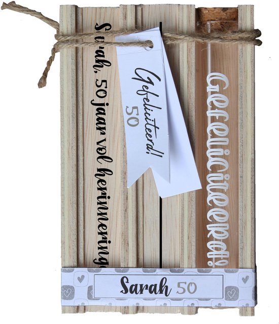 50 jaar vrouw geld cadeau verjaardag - Sarah 50 jaar - cadeau 50 jaar vrouw - cadeau tip 50 jaar Sarah - geld cadeauverpakking - 50 jaar vrouw kado