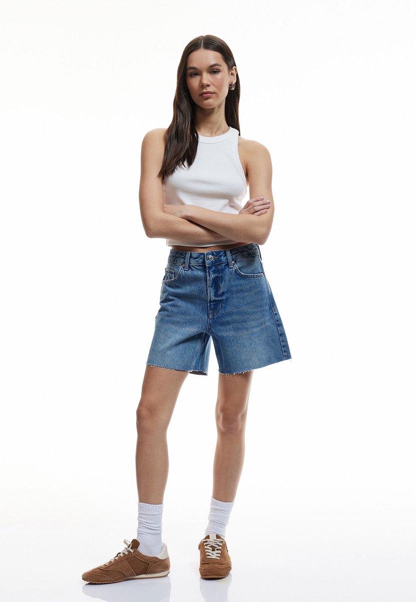 Denim Shortslengte (halverwege de kuit) Jeansshorts