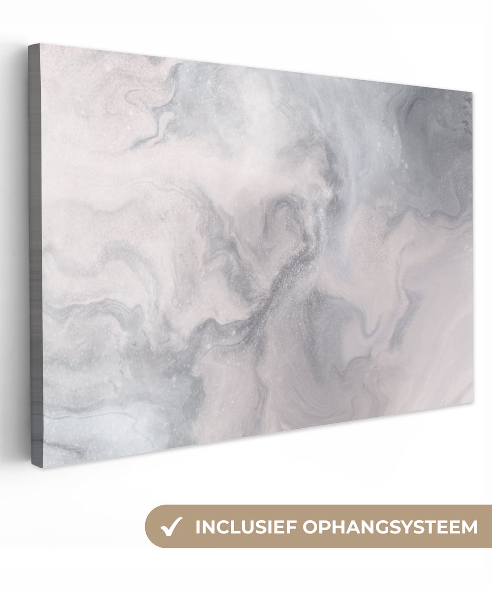 Canvas schilderij 60x40 cm - Wanddecoratie Wolken - Abstract - Verf - Muurdecoratie woonka