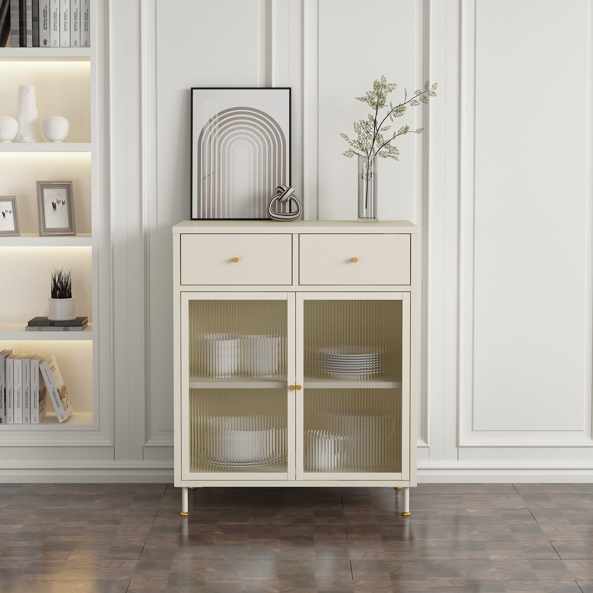 en.casa Sideboard Lindau commode 97x80x40 cm cremewit [en.casa]