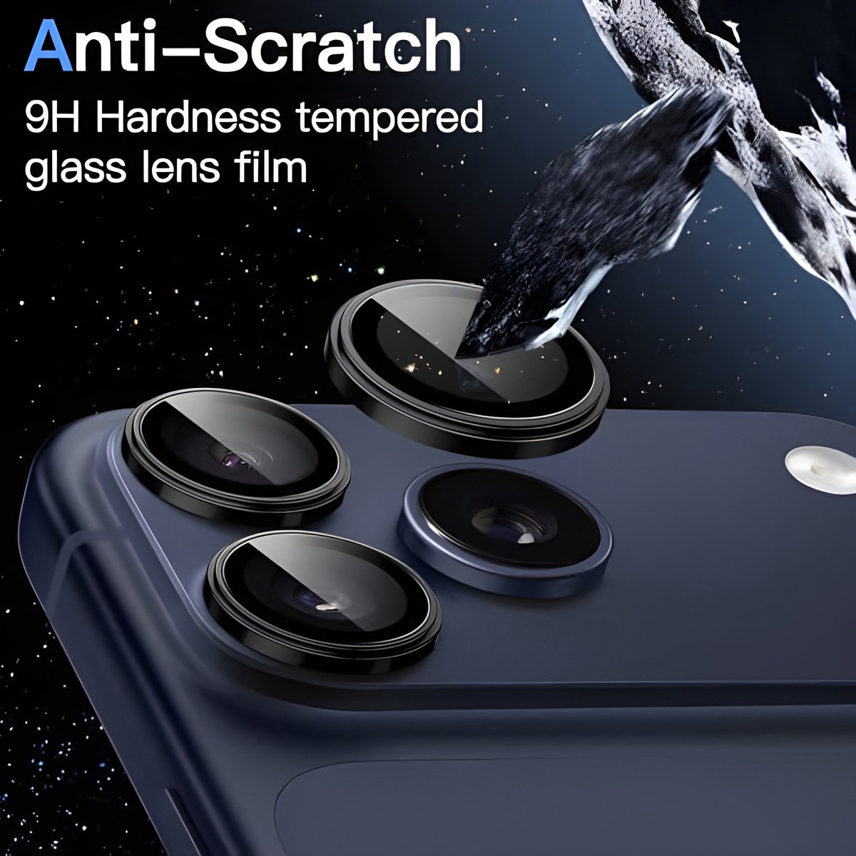 Camera Lens Beschermer beschermer (JETech) voor iPhone 17 Pro en Pro Max - Onzichtbare Pasvorm 9H Gehard Glas Met Metaal Ring - HD Doorzichtig Zwart - Compatibel met Hoesjes