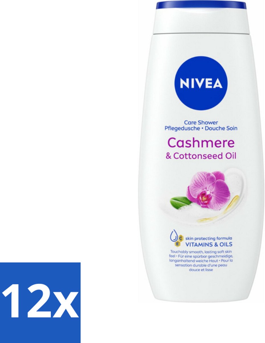 12 x NIVEA Douchecrème Cashmere & Cotton Seed Oil 250 ml - Douchegel - Cashmere Geur - Huid Verzorgen - Huid Beschermen - Hydraterende Douchegel