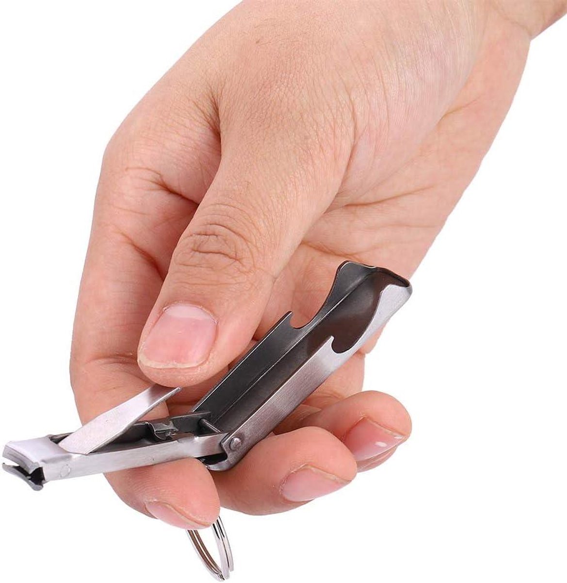 JHubers Goods - Multitool Karabijnhaak Sleutelhanger 2 In 1 Mini Tool RVS Cutter Flesopener