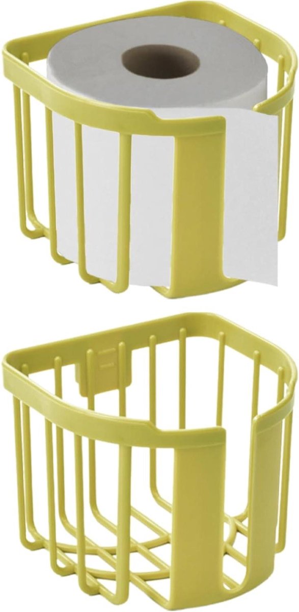 JHubers Goods - Toiletpapierhouder Set voor Wandmontage in Geel - Badkameropslag Organisatie