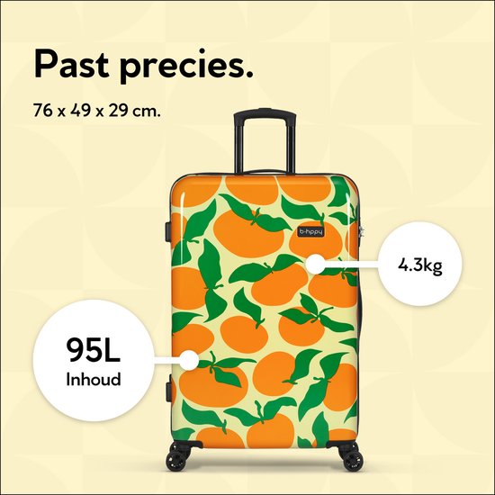 BHPPY Reiskoffer groot 76x49x29cm - Lichtgewicht koffer met 95L inhoud - Reiskoffer met 4 wielen - Veilig cijferslot - Orange