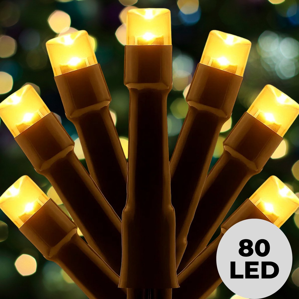 Lomera Kerstboomverlichting - Kerstverlichting - Kerstlampjes Buiten - Warm Wit Licht - LED Lichtsnoer - 80 LED Lampjes - 6 Meter Lengte - Lichtfuncties - Met Timer - Geheugen - Ip44 - Binnen en Buiten - Lichtslinger