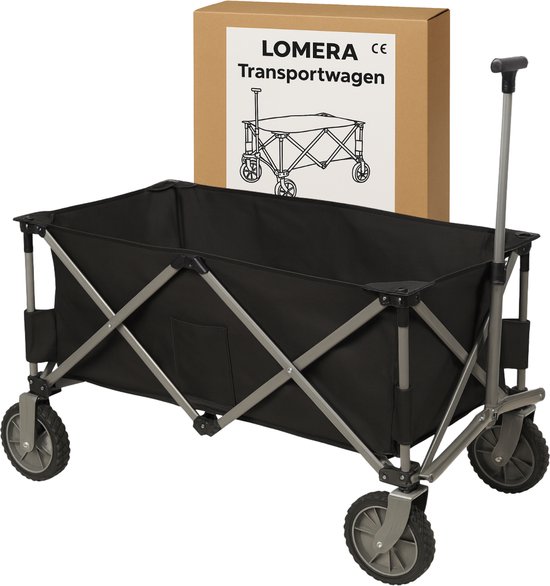 Lomera Opvouwbare Bolderkar - Bolderkar Zwart - Max. 70 Kg - Polyester Materiaal - Compact Opvouwbaar - Eenvoudig Opbergen - Ruimtebesparend - Transportkar - Makkelijk Mee Te Nemen - Strandkar van Merkloos — afbeelding 2