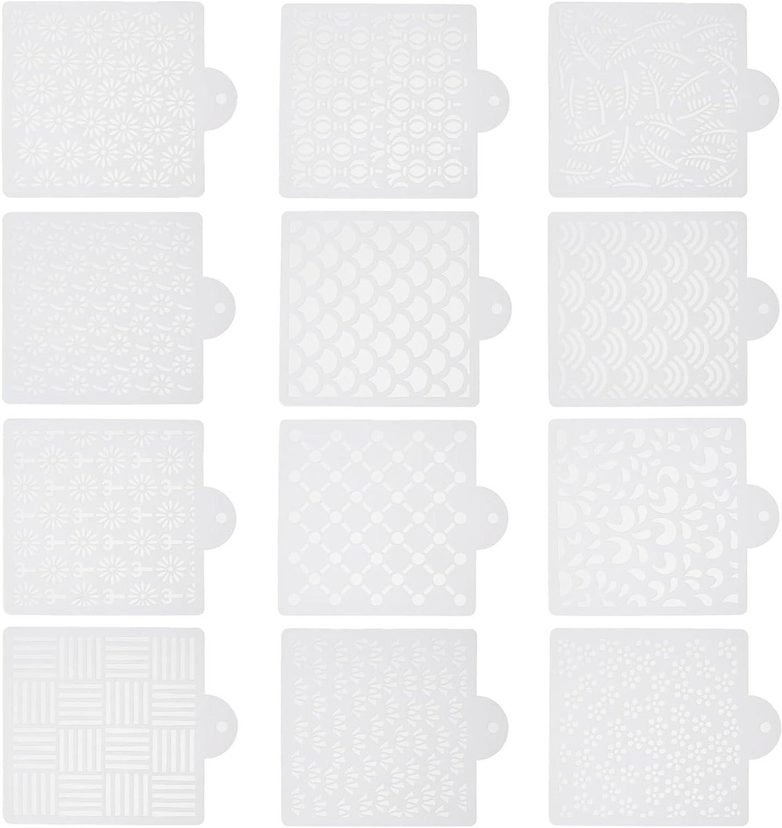 JHubers Goods - 12 stuks Plastic Sashiko Stencil - Geometrisch Borduurwerk Patroon - Sjabloon voor Naaien en Quilten - Set van 12 Templates