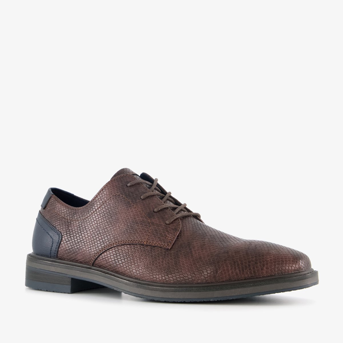 Emilio Salvatini heren veterschoenen slangenprint bruin - Maat 43