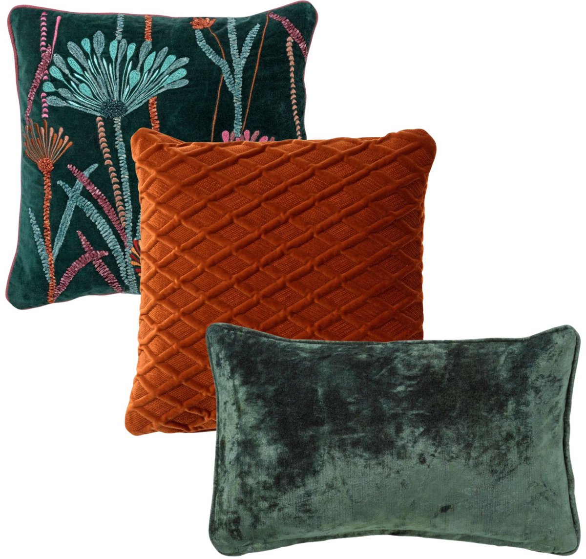 Hoii KUSSENSET | 3-delig | groen, oranje | Hoii | inclusief binnenkussens