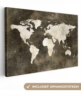 Peintures Toile Wereldkaart - Vintage - Sépia - 150x100 cm - Décoration murale