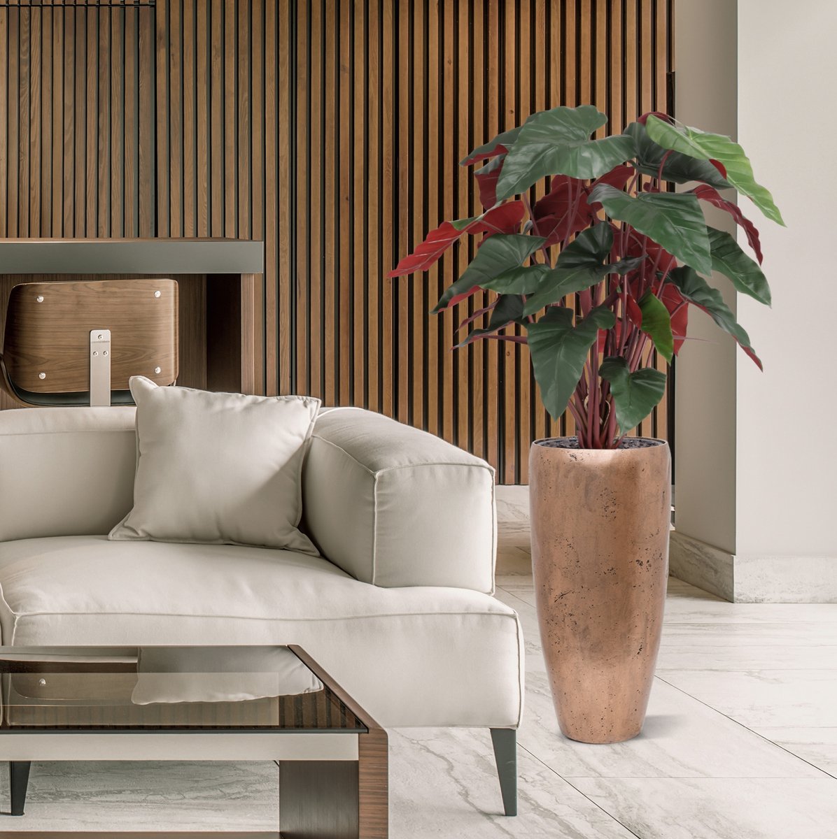 maxifleur Kunstplanten Philodendron XL kunstplant Deluxe 120cm Burgundy Groen