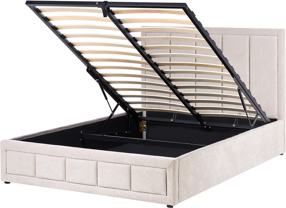 BELIANI QUIBERON - Bed met opbergruimte - Taupe - 140 x 200 cm - Chenille