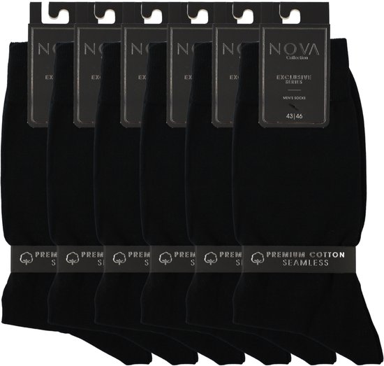Chaussettes noires Nova - 6 paires - Exclusivité - Katoen - Chaussettes homme - Bas - Taille 39-42 - Sans couture
