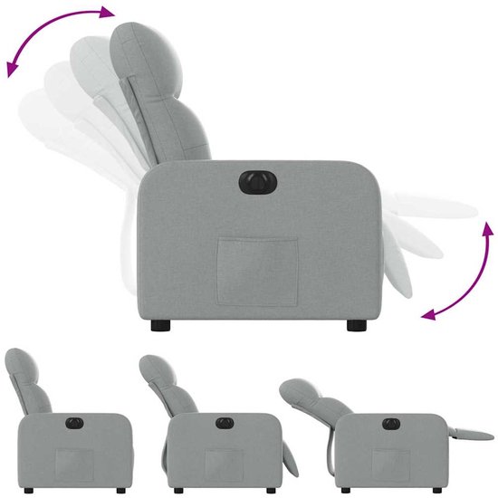 Fauteuil à réglage électrique en tissu gris clair