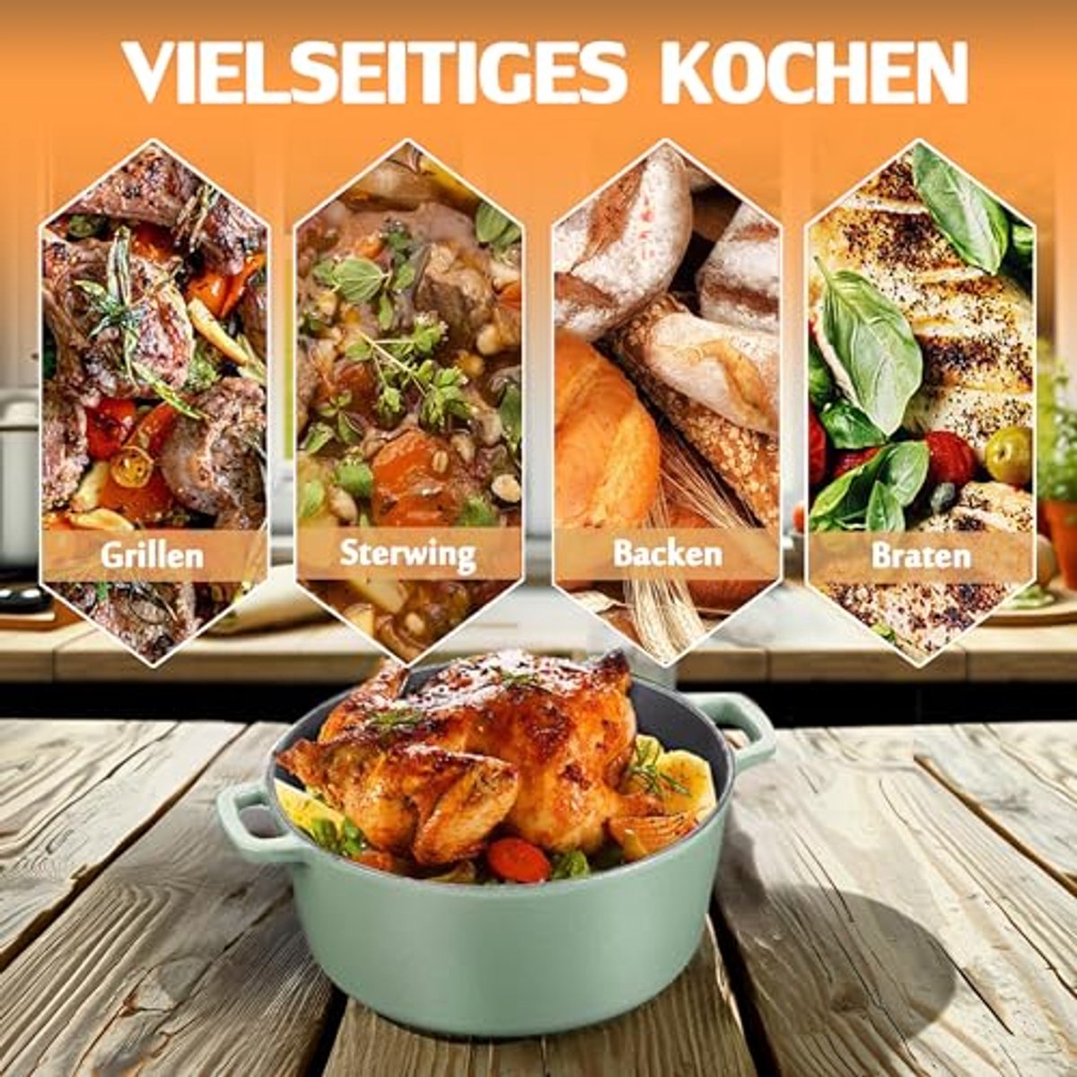Gietijzeren Pan - Braadpan Inclusief Deksel - Geschikt Voor Alle Warmtebronnen Geemailleerd Blauw