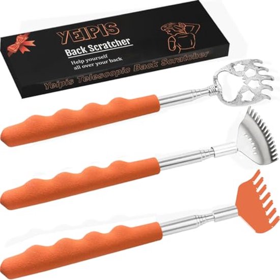 Set de 3 gratte-dos extensibles - Tools de massage télescopiques pour le dos