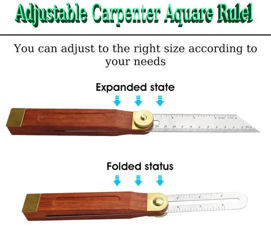 Spiced Blade Ruler Carpentry Square Bevel - Blade Ruler Craft Bevel Tool - Adjustable ...