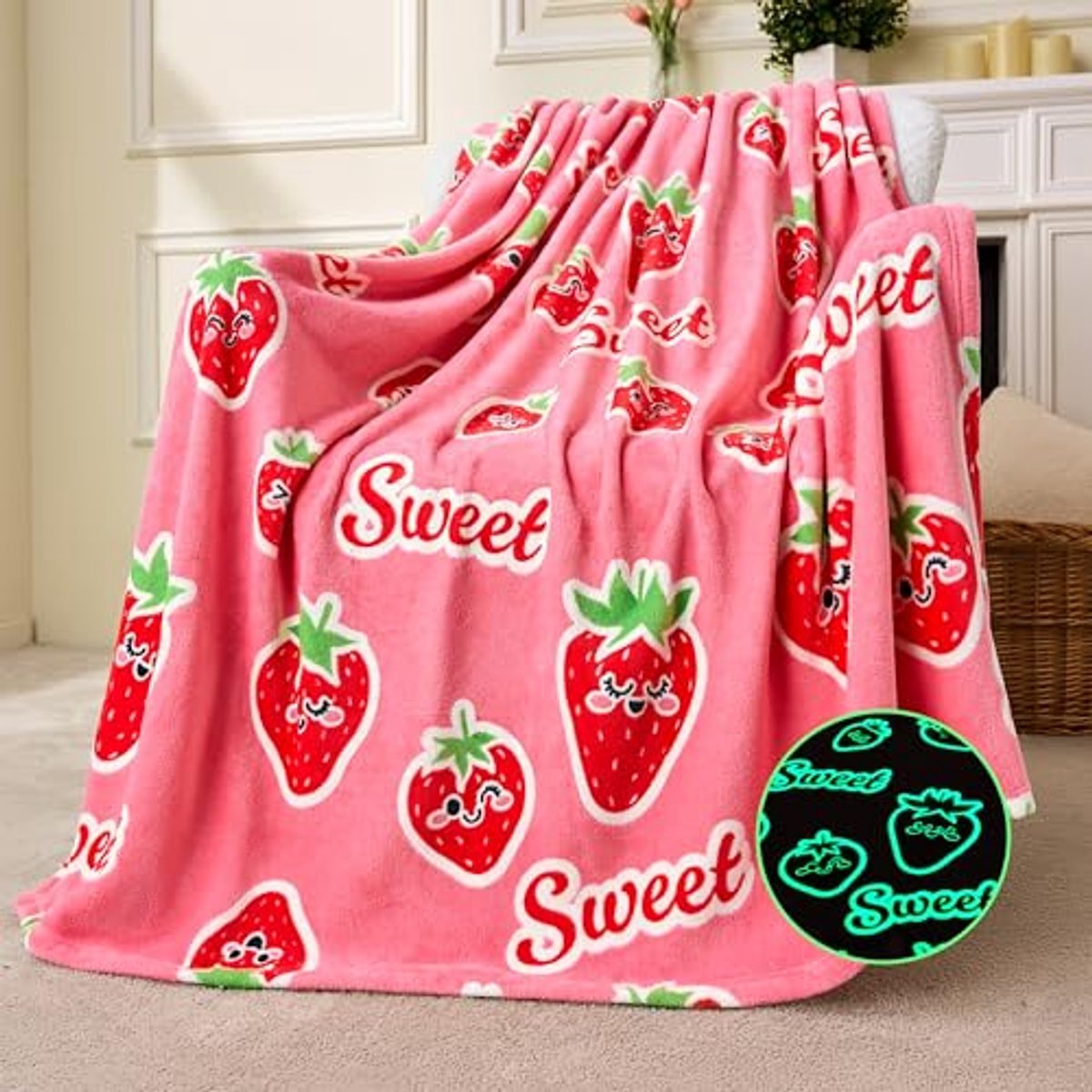 Glow in the Dark Dekentje - Perfect cadeau voor meisjes van 2 tot 12 jaar - Zacht en Cozy Flanel dekentje voor kinderen, Verjaardag slaapkamer decor 50"×60"