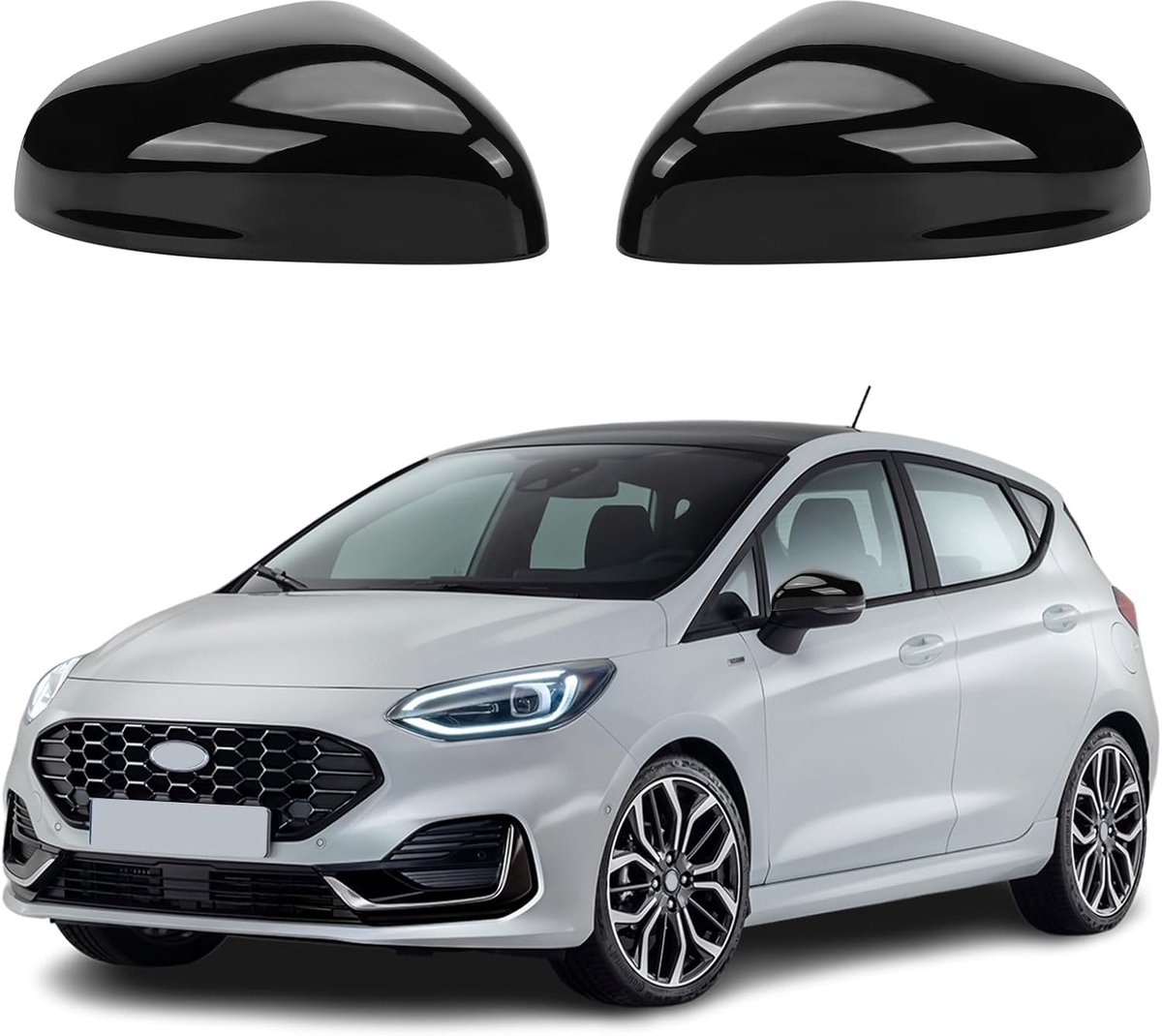 Image of 1 Pair Car Mirror Covers Vervanging voor Ford Fiesta MK7 2017-2023 - Ford Puma 2019-2024 - Achteruitkijkspiegel Covers - Zijspiegel Covers - Links en Rechts