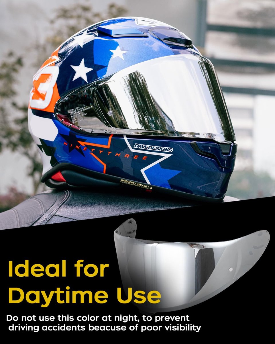 JeiibrZui Motorhelm Windscherm - PC Helm Vizier - UV-bescherming en Anti-condens Lens + Krasbestendig - 1 Item - Compatibel met AGV K1 K3 SV K5 K5-S Helmen (Zilver) – foto 5