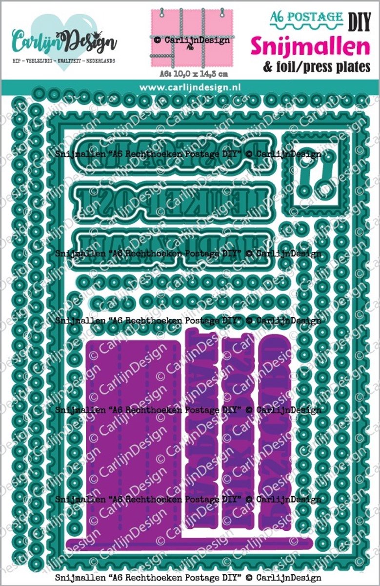 Snijmallen A6 rechthoeken postage DIY