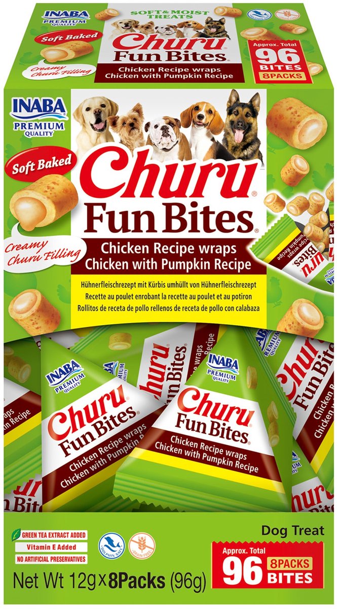 Inaba Churu Fun Bites Chicken Wraps 8x12 g - Hondensnacks - Kip&Pompoen