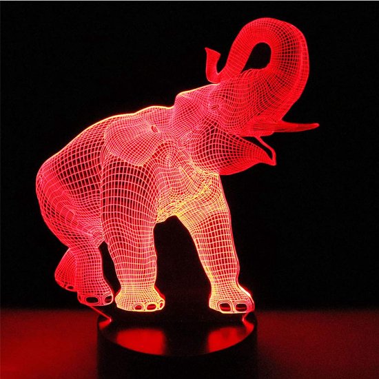 Daity 7 Kleurveranderende nachtlamp 3D-sfeerlamp 3D visuele illusie LED-lamp Geschikt voor kinderspeelgoed Kerstmis verjaardagscadeau (olifant) van Merkloos — afbeelding 4