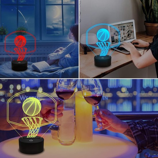 Daity 3D Basketbal Nachtlampje Backboard Illusie Hoop Licht voor Kinderkamer Thuis Kerstmis Verjaardagscadeau voor Jongens Mannen Vrienden met 16 Kleurveranderende Afstandsbediening van Merkloos — afbeelding 4