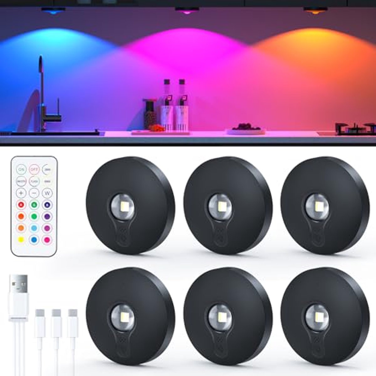 Draadloze LED-spotlamp met afstandsbediening en timerfunctie - USB-oplaadbare onderbouwverlichting voor vitrines en kasten