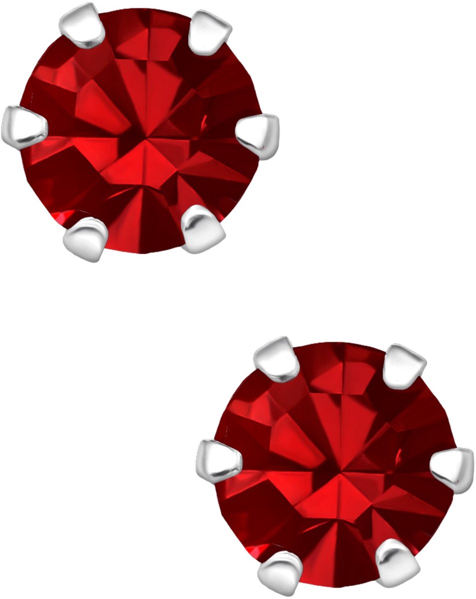Zilveren Ronde 5 mm Oorstekers met Kristallen