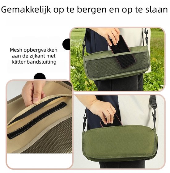 1 stuk - Opvouwbare kruk voor buitenrugzak - Kruk voor pennenzak - Draagbaar en eenvoudig - Kampeeruitrusting - Kan worden omgebouwd tot schoudertas - Groen klein van Merkloos — afbeelding 5