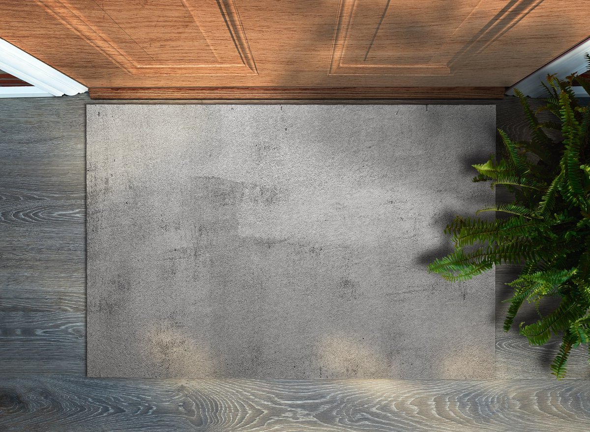 Coloray Deurmat voor binnen - Grijs Antislip Onderkant Deurmat - Concreet Schoonloopmat - Deurmat Aan Huis - Grote Deurmat - 90x60 cm Grijs - Concreet