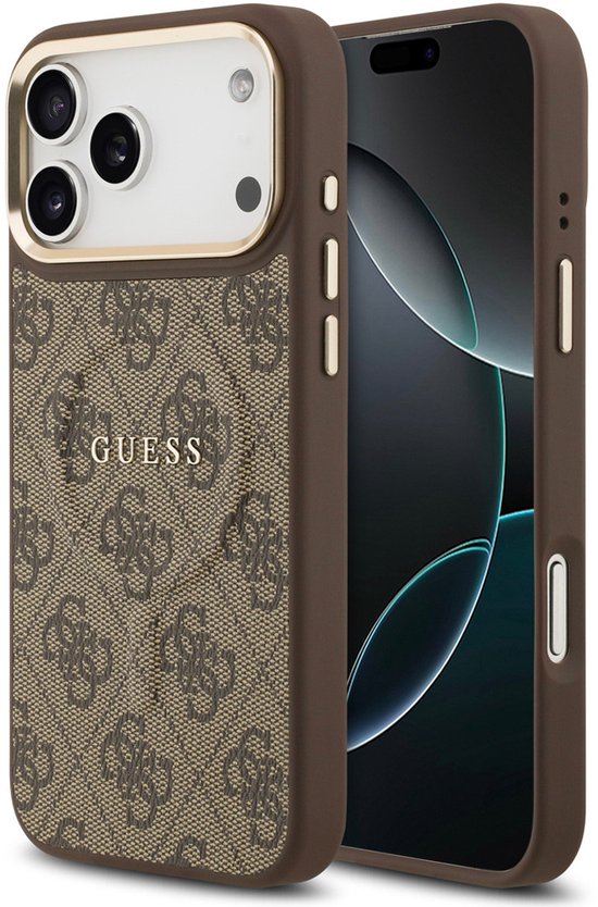 Coque arrière Guess Classic 4G avec MagSafe Fit pour iPhone 17 Pro Max - Marron