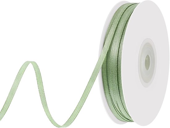 Ruban vert 3 mm - 91 m - Ruban cadeau - Ruban satiné vert - Décoration pour cadeaux - Noël - Anniversaire - Décoration