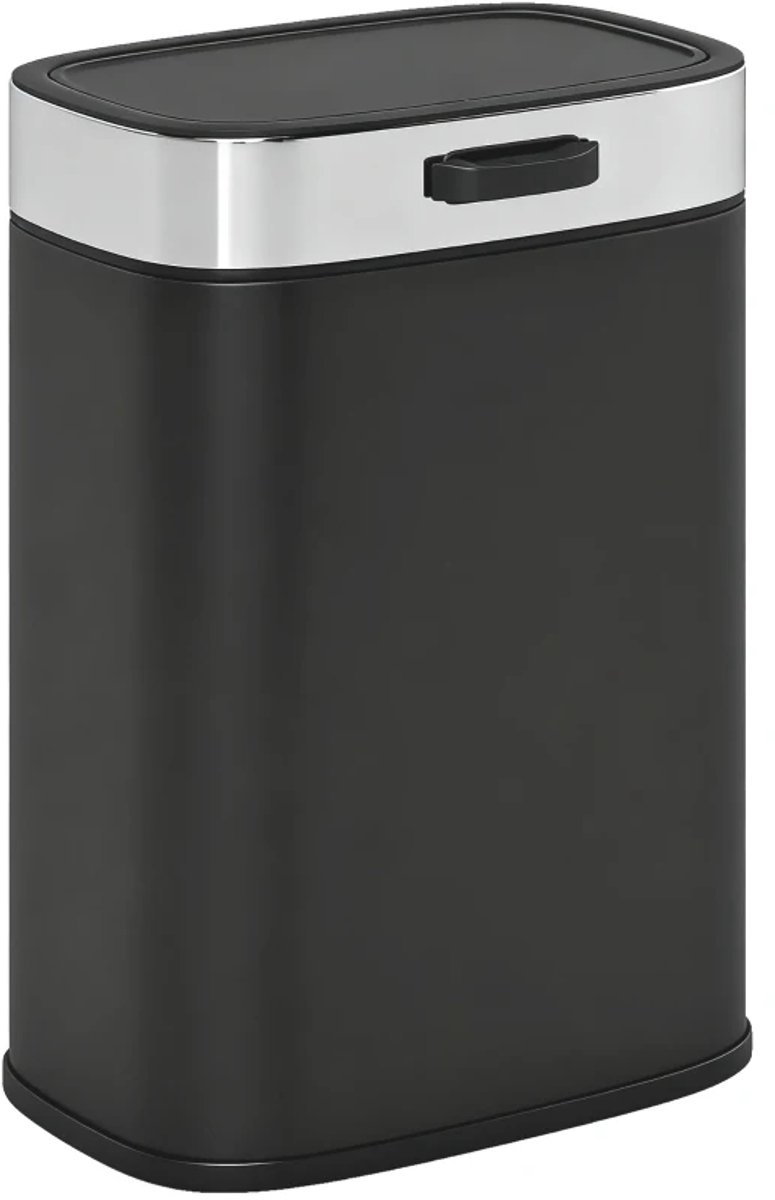 Prullenbak 5L - Keukenprullenbak - Vrijstaand of Hangend - Uitneembare Binnenemmer - Vingerafdrukbestendig - voor Keuken, Kantoor, Slaapkamer - Roestvrij Staal - Zwart